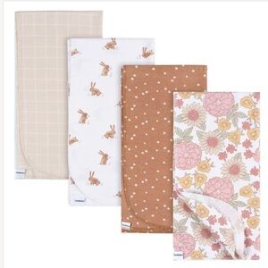 Gerber 4-Pack Baby Girls Retro Floral Flannel Blankets